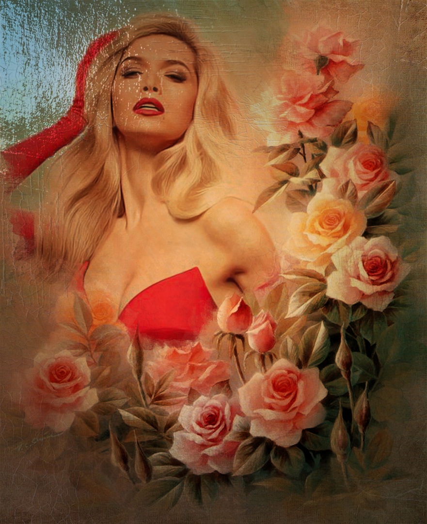 Oil portrait in flowers 2